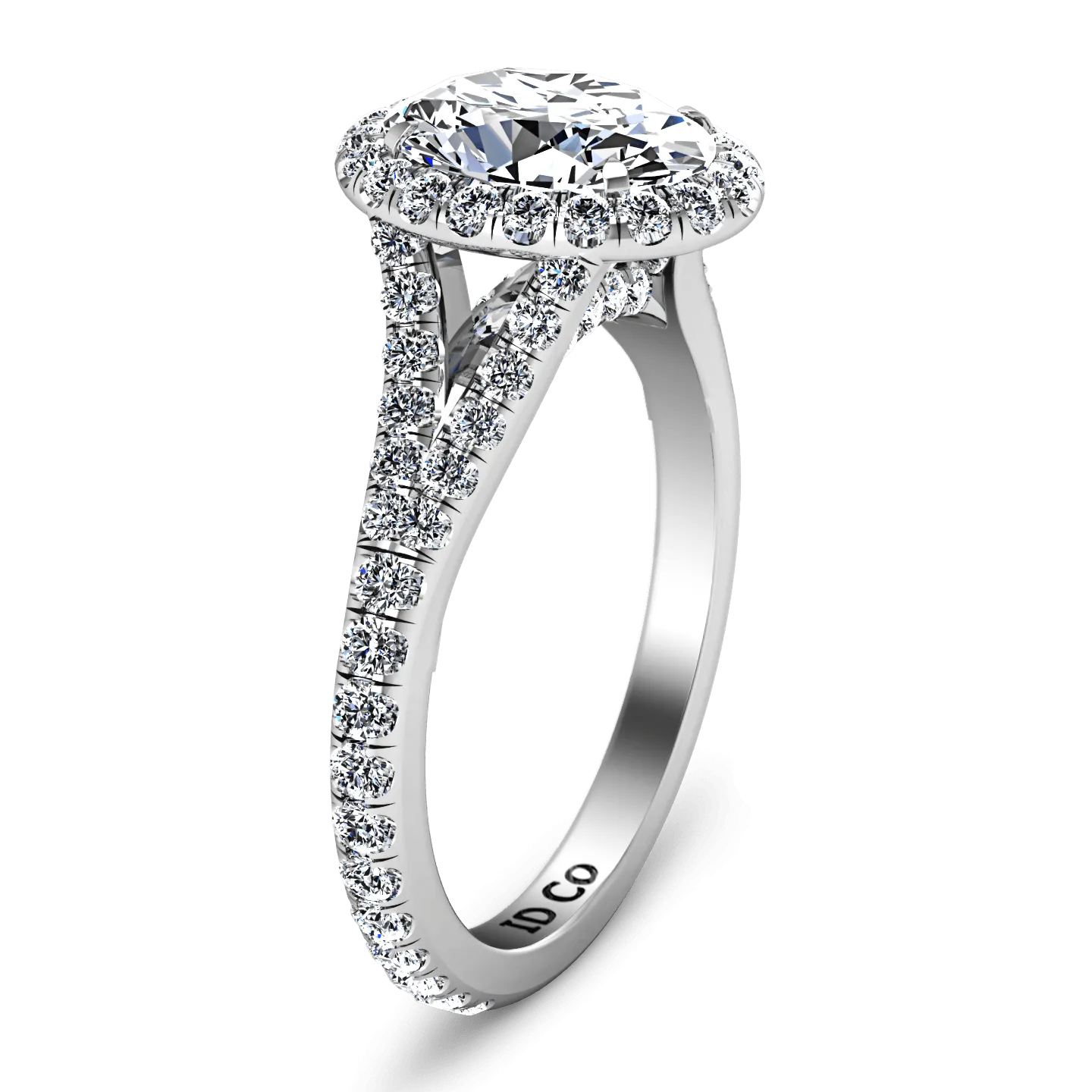 Halo Oval Diamond Engagement Ring Melody 14K White Gold