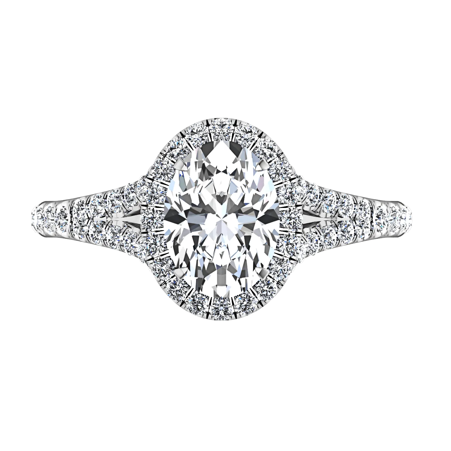Halo Oval Diamond Engagement Ring Melody 14K White Gold