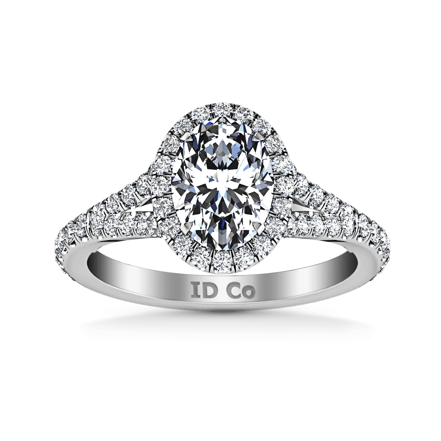 Halo Oval Diamond Engagement Ring Melody 14K White Gold