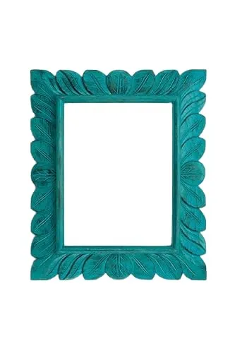 Hand Carved Wooden Frames | 100% Hand Made | Solid Wood | Mirror Frames | Decorative | Pack of 1 (Natural White, 50)