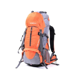 HEWOLF - (50L) Outdoor Hiking Camping Backpack Travel Backpack (Splashproof)   Rain Cape - Orange