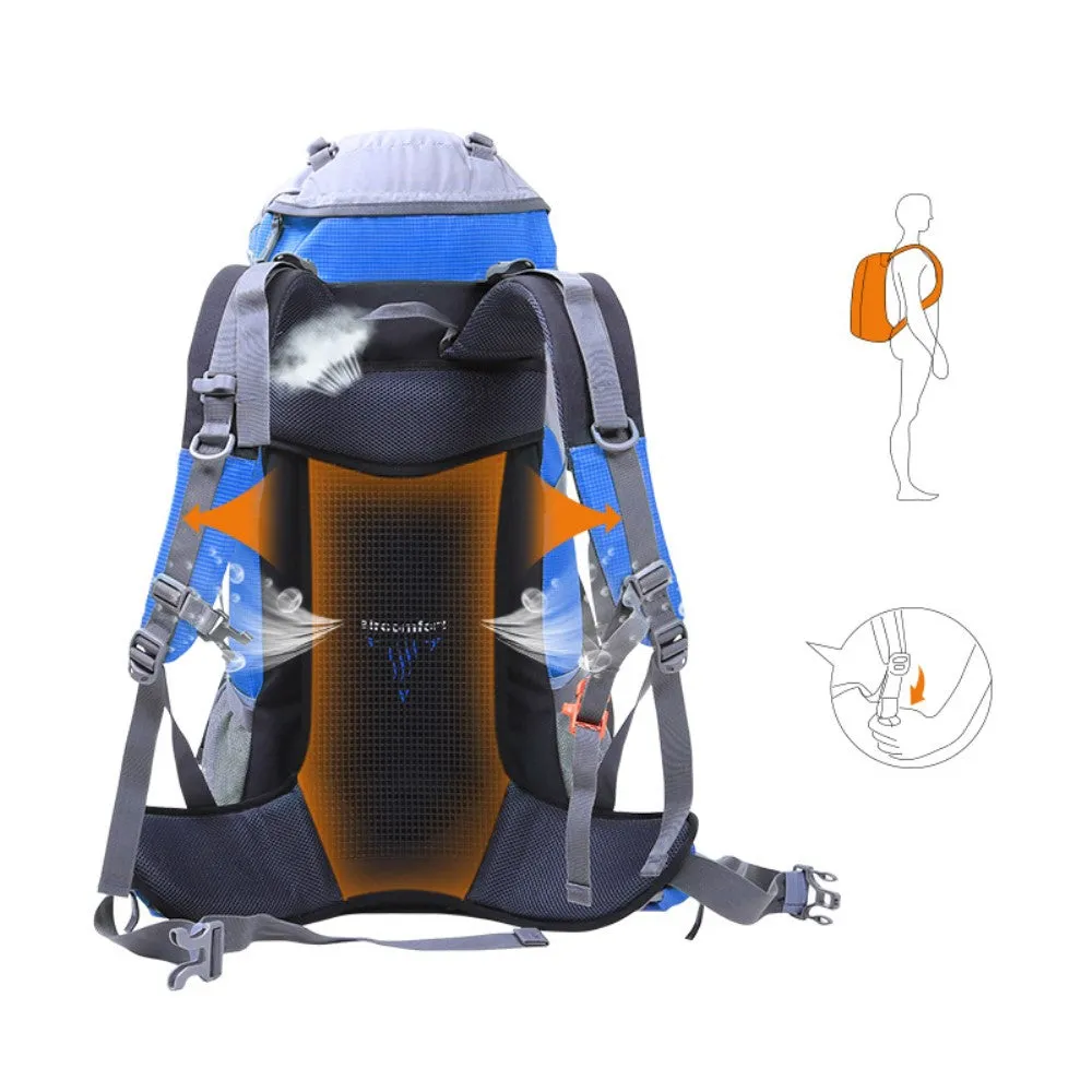 HEWOLF - (50L) Outdoor Hiking Camping Backpack Travel Backpack (Splashproof)   Rain Cape - Orange