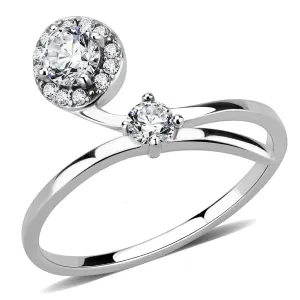 High polished (no plating) Stainless Steel Ring with AAA Grade CZ in Clear for Women Style DA260