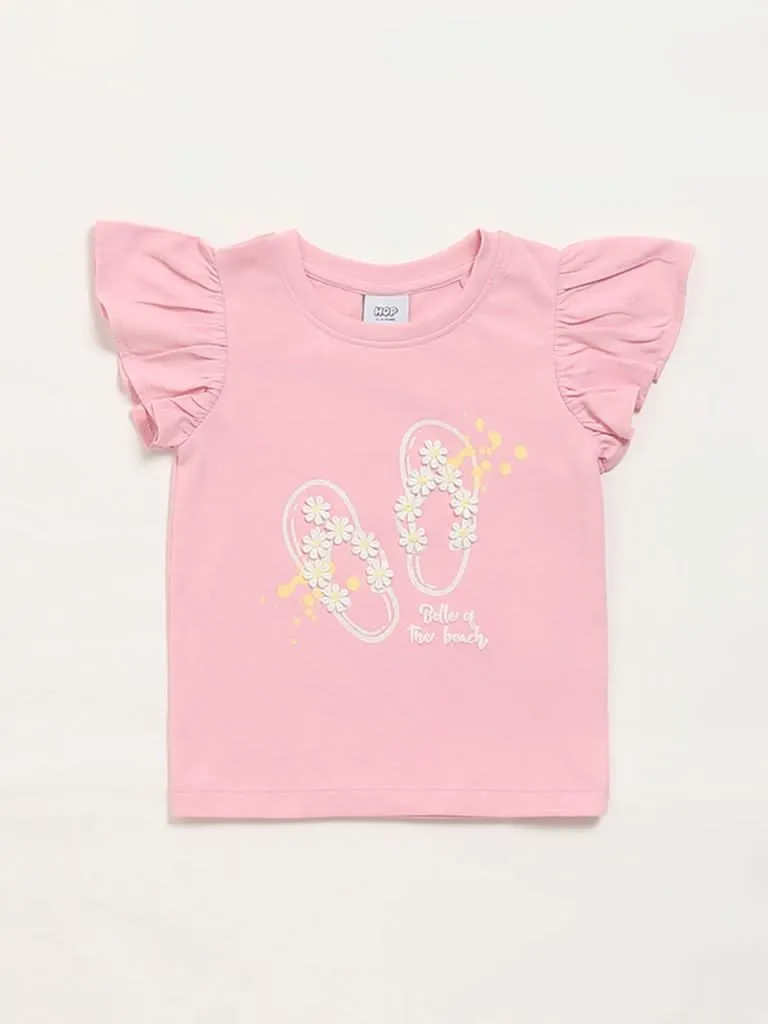 HOP Kids Pink Embellished Top