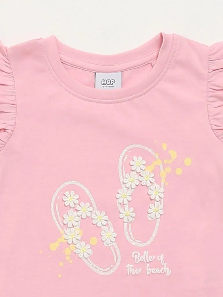 HOP Kids Pink Embellished Top
