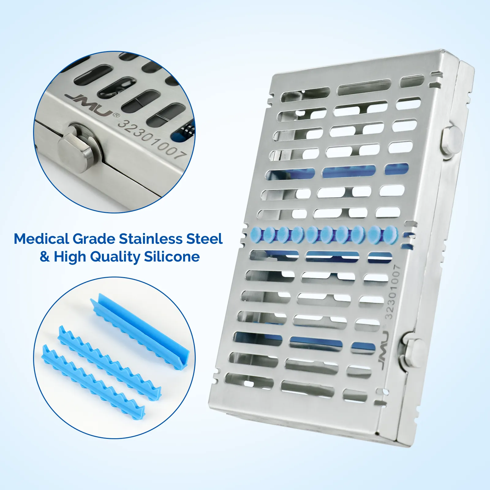 JMU Dental Autoclave Sterilization Cassette with Safety Lock Stainless Steel