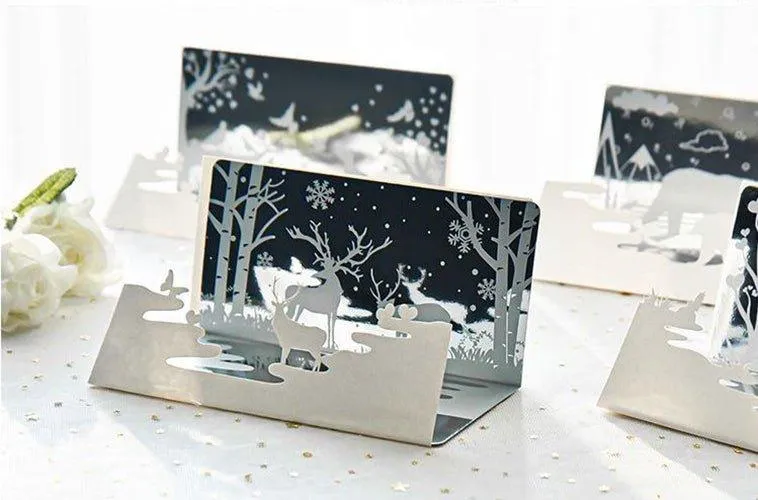Korean creative mirror double-layer greeting card three-dimensional blessing hollow card with envelope NP-030024