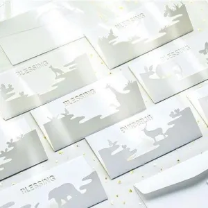 Korean creative mirror double-layer greeting card three-dimensional blessing hollow card with envelope NP-030024