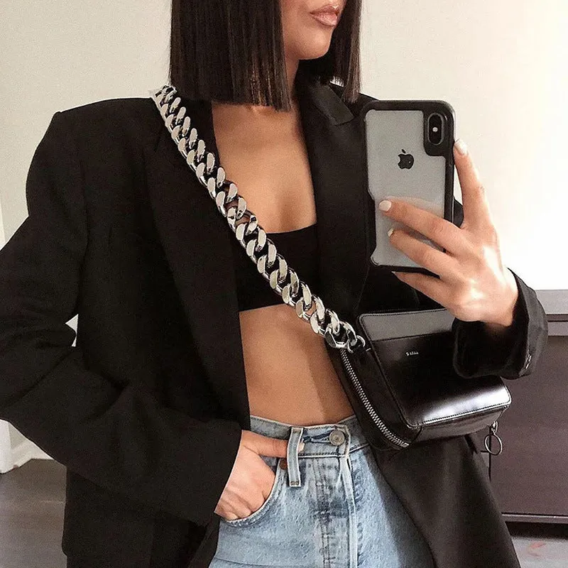 Luna Thick Metal Chain Small Chest Bag