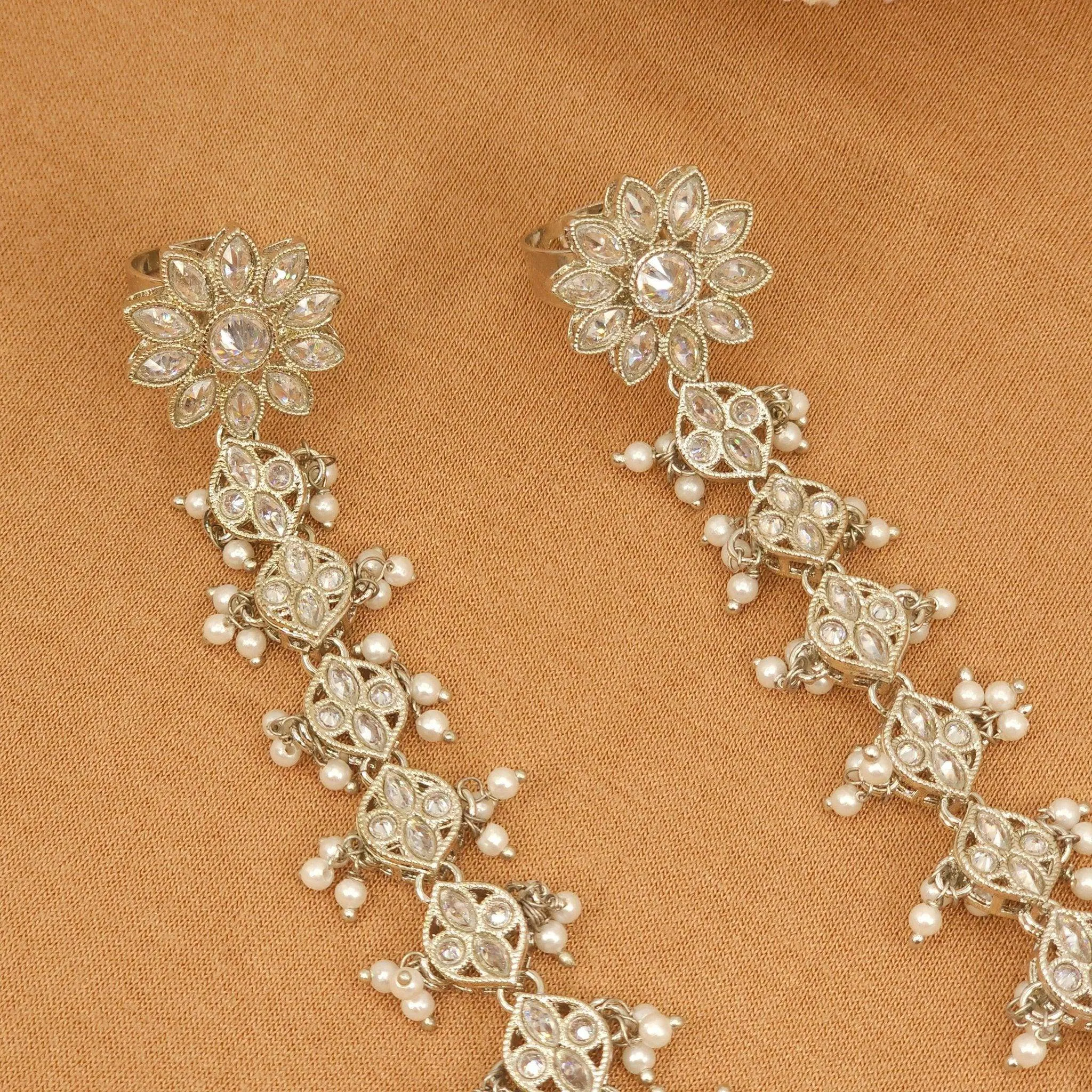 Mahjabin Silver Polki Hand Pieces