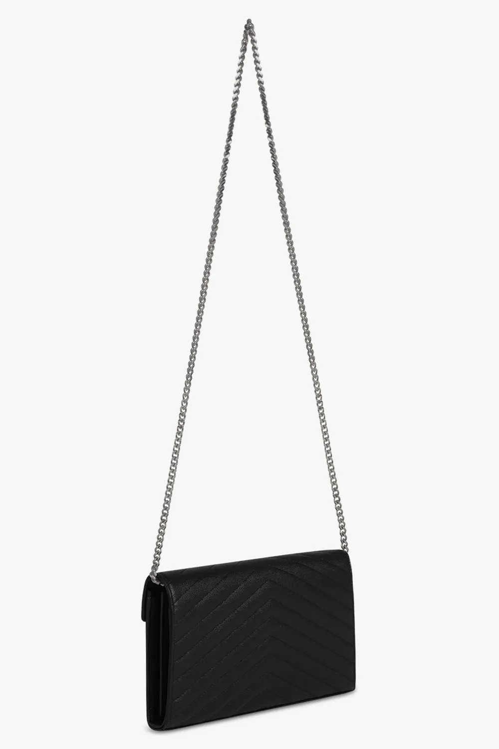 MONOGRAMME QUILTED CHAIN WALLET | BLACK/SILVER