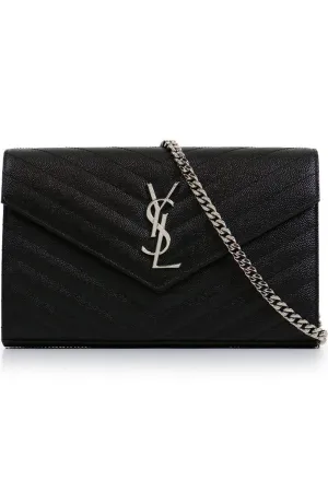 MONOGRAMME QUILTED CHAIN WALLET | BLACK/SILVER