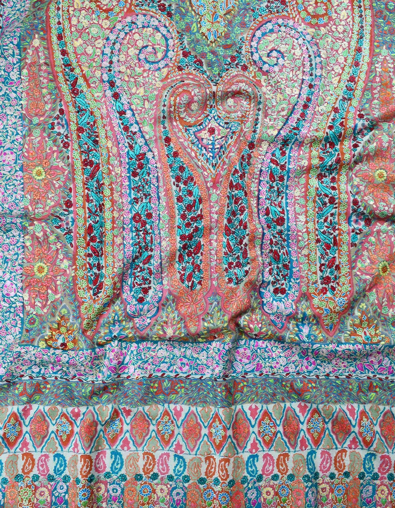 multi-coloured embroidery pashmina shawl 7907
