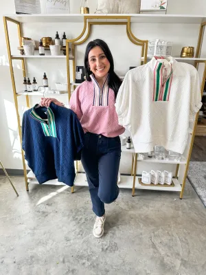 Navy Prep & Proper Puff Sleeve Top