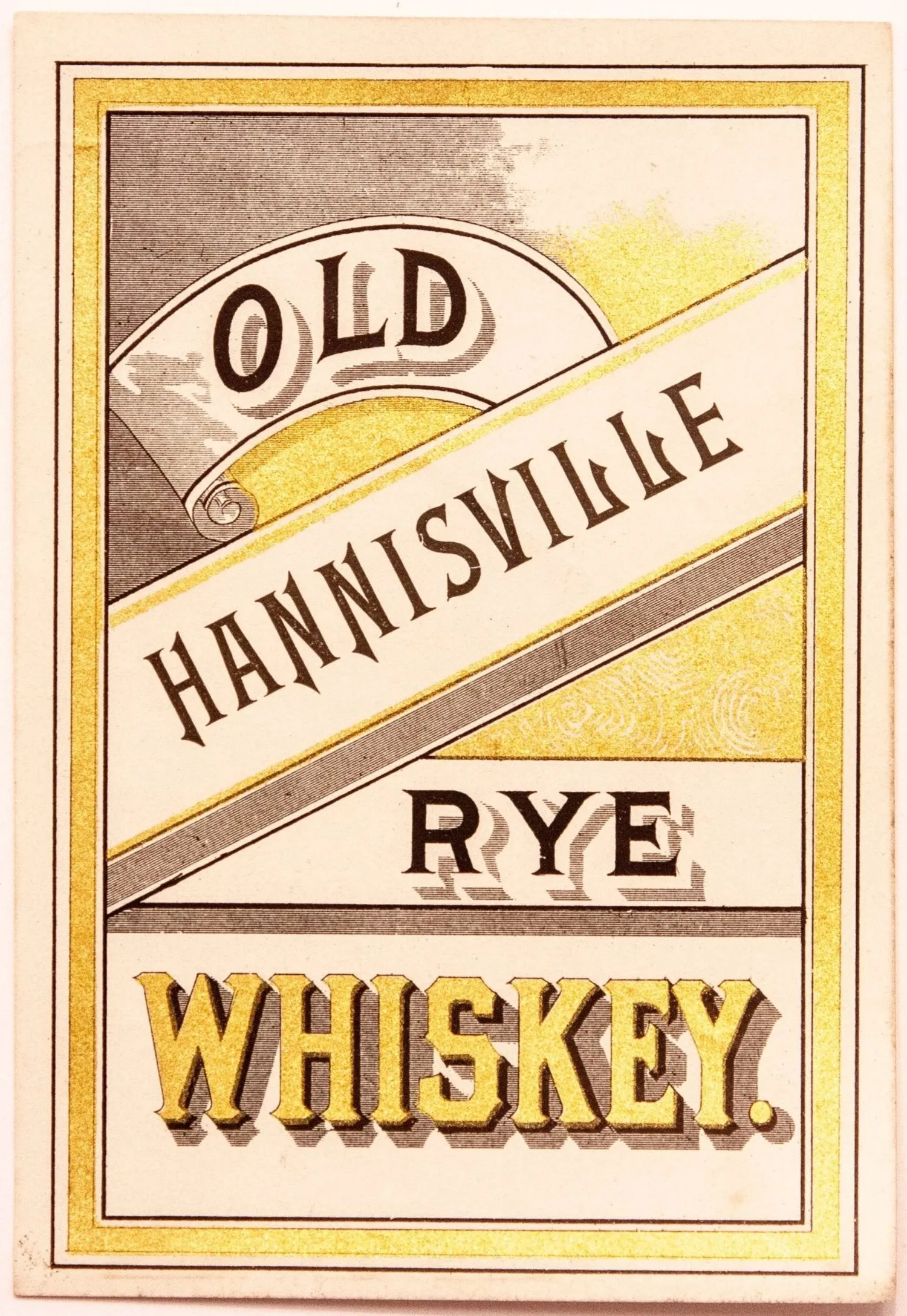 OLD HANNISVILLE Rye WHISKEY Label || GOLD, Vintage
