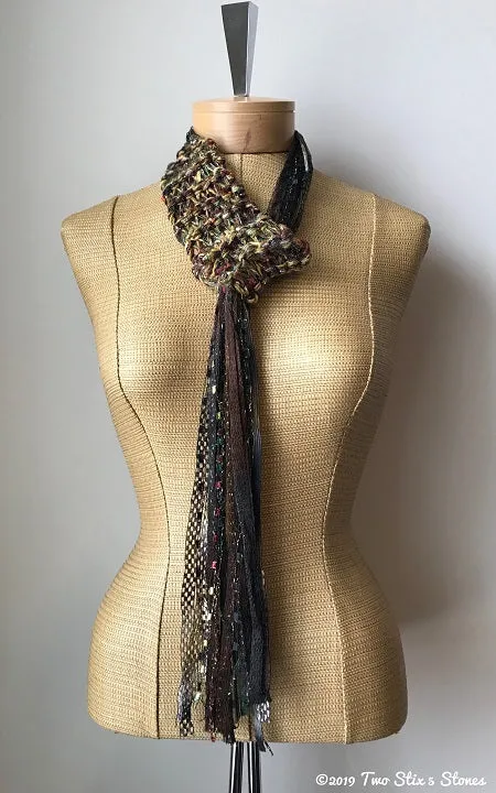Olive/Gold/Brown Tweed Adjustable Scraf/Tie