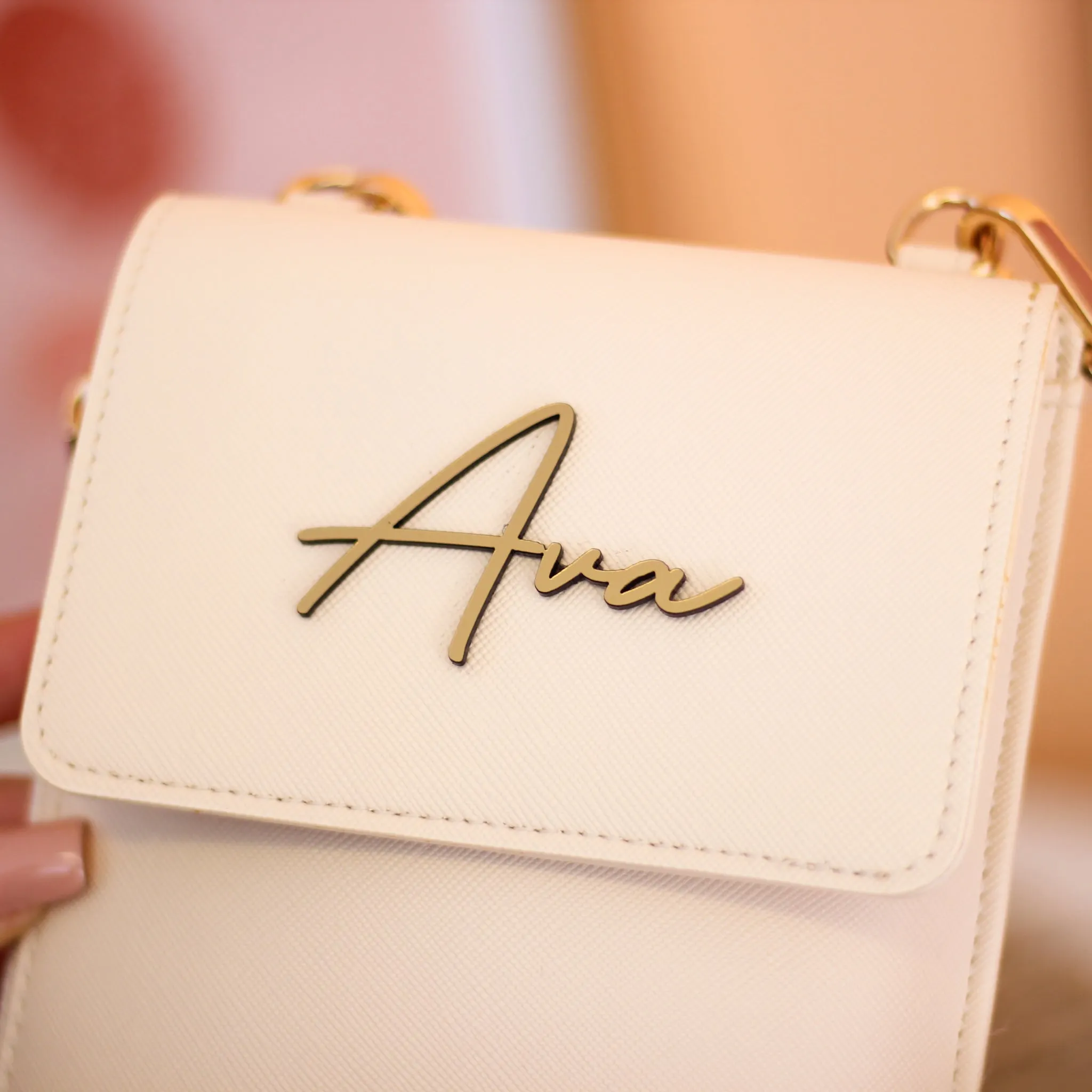 Personalised Script Phone Bag Travel Shoulder Clutch
