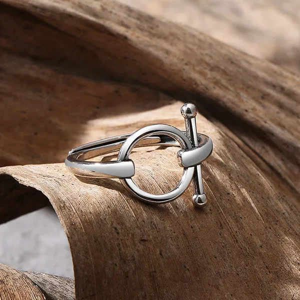 Polished Hollow Circle Opening Sterling Silver Ring