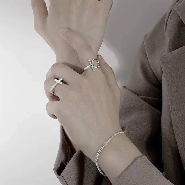 Polished Hollow Circle Opening Sterling Silver Ring