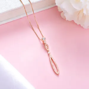 Radiant Rose Gold Drop Pendant with Chain Elegance in Sterling Silver