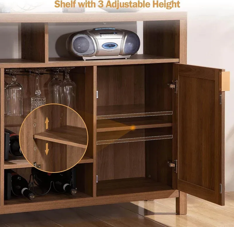 Rattan Elegance Series Solid Teak Wood Bar Cabinet Sideboard