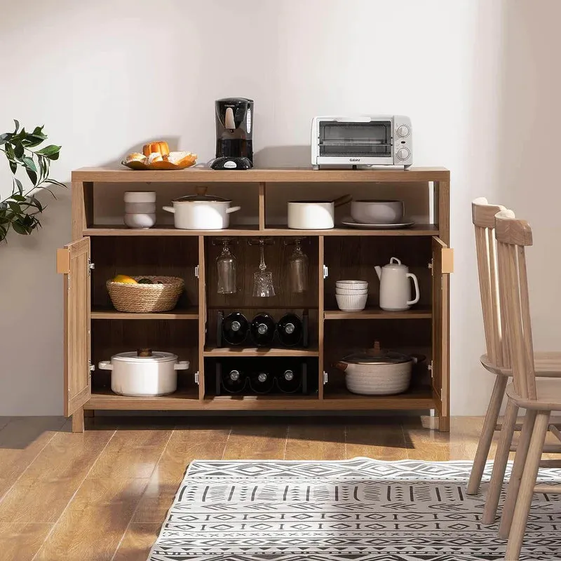 Rattan Elegance Series Solid Teak Wood Bar Cabinet Sideboard