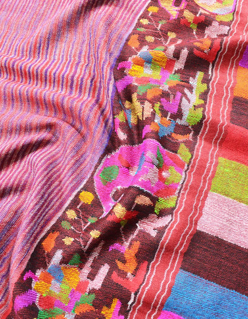 red Striped kani Pashmina Stole 7793