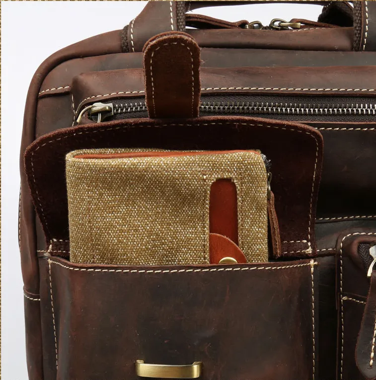 Retro Roomy Leather Travel Backpack P-8027
