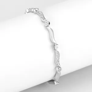 Rhodium & Rhodium Brass Bracelet with AAA Grade CZ in Clear for Women Style LO4740