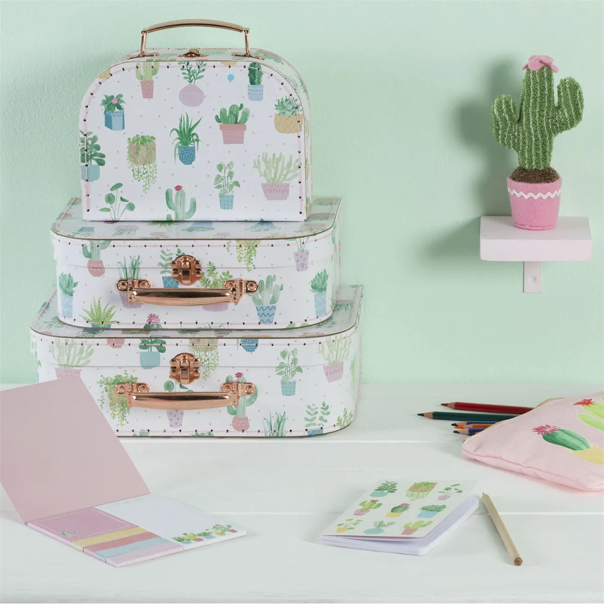 RJB Stone Pastel Cactus Suitcase
