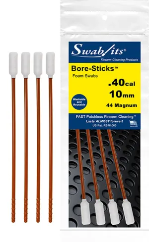 (Single Bag) .40cal/.44cal/10mm/410 One-Piece Rod W/Swab Cleaning Tool Bore-Sticks™ by Swab-its®: 43-4009