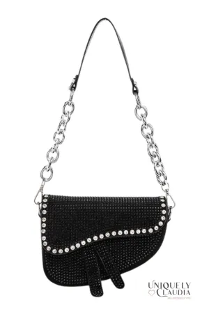 So Iconic Studded Vegan Leather Saddle Bag