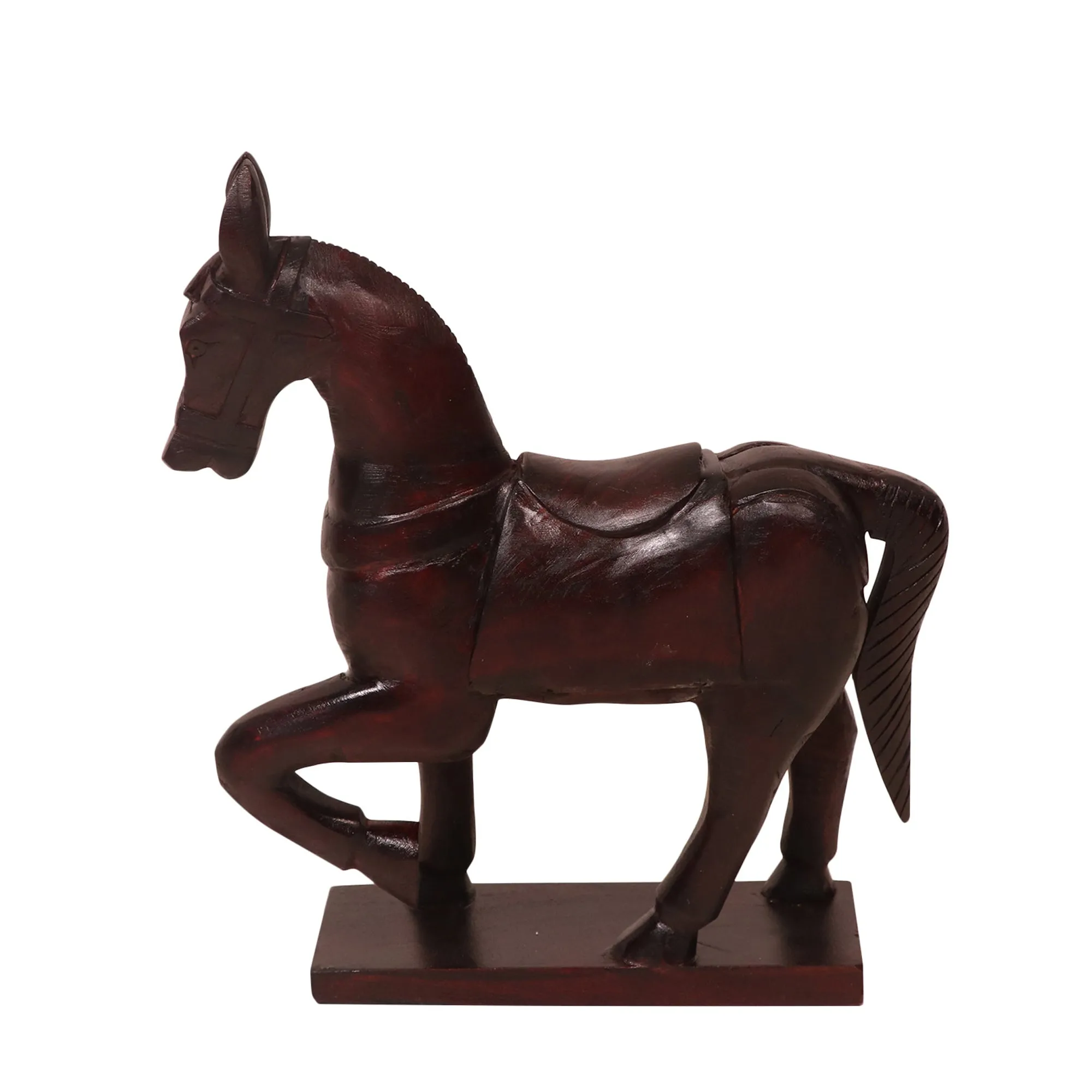Solid wood carved showpiece horse