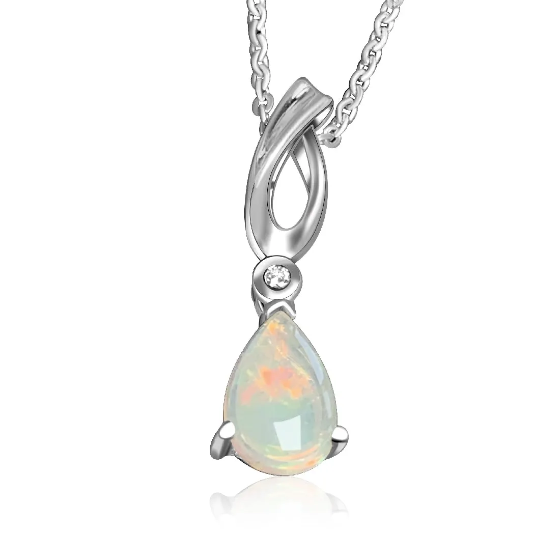 Sterling Silver Pear shape White Opal pendant
