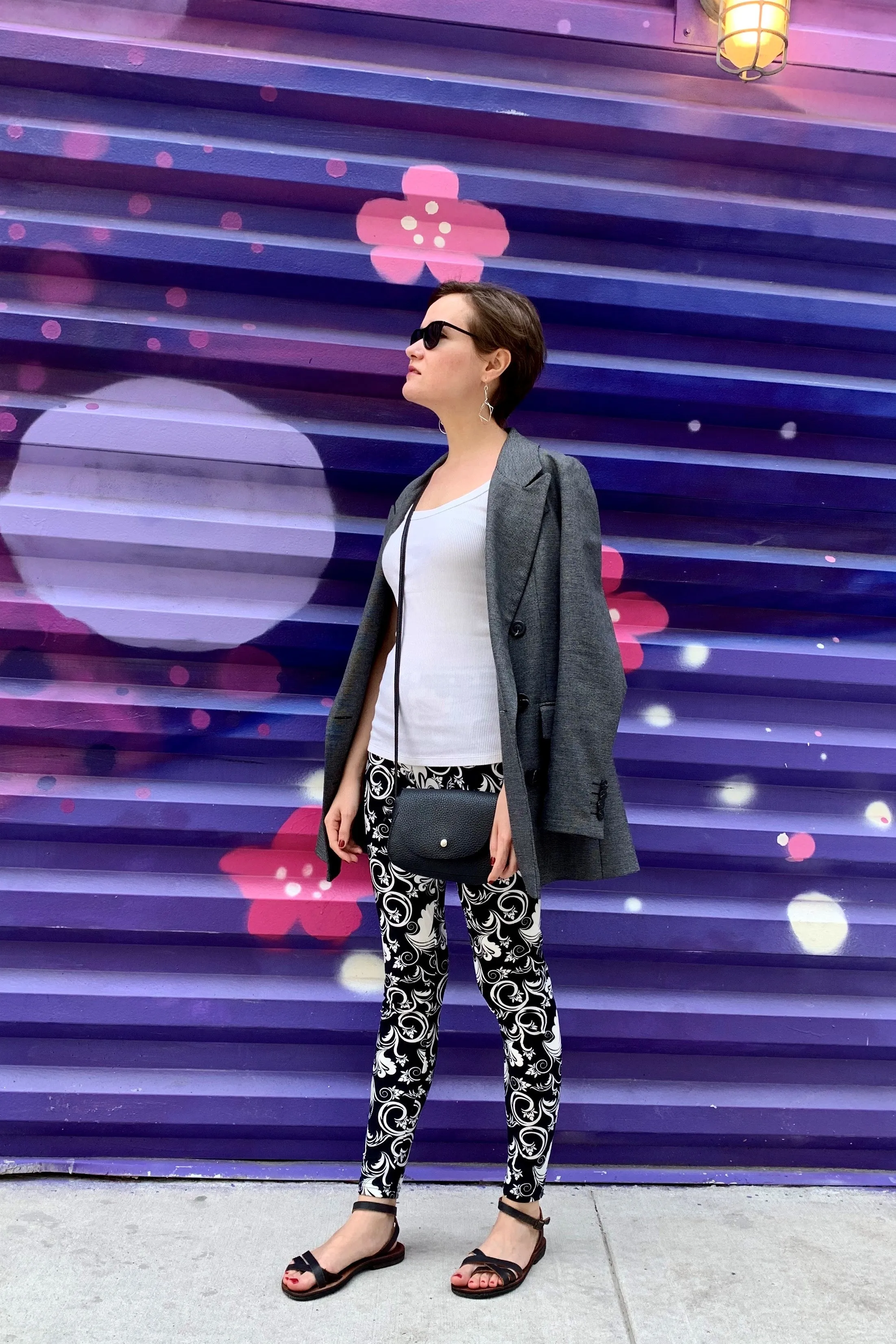 Swirl Abstract Black/White Print Leggings