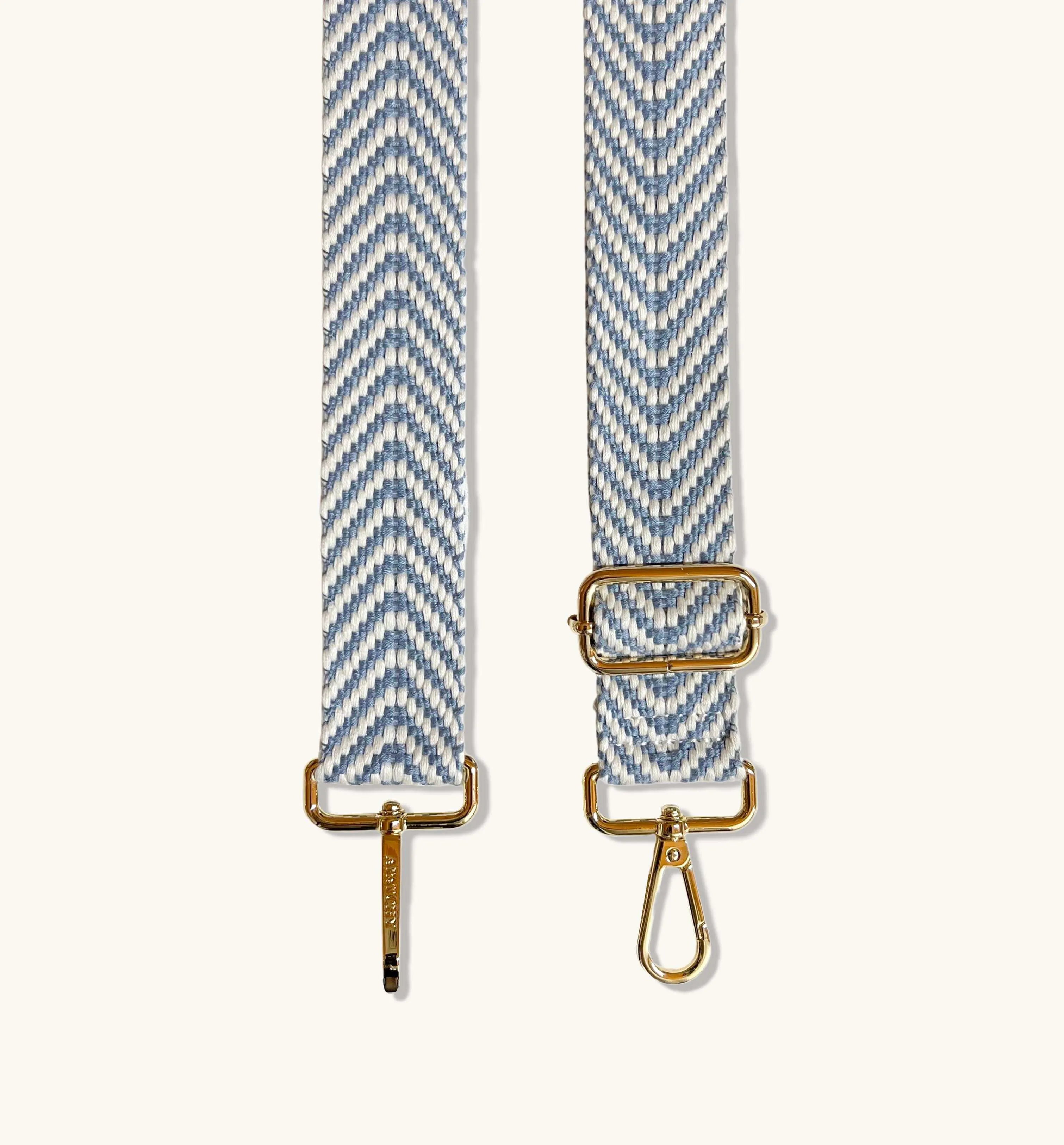 The Tassel Navy Leather Crossbody Bag With Denim Blue Chevron Strap