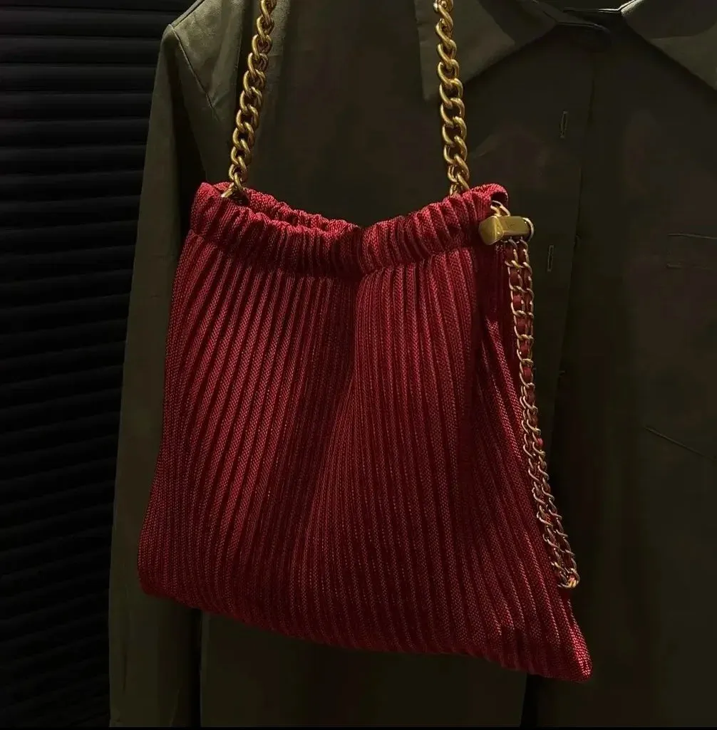 UAKISS  -  Luxury Designer Handbag Women Fashion Pleated Bucket Crossbody Bags Cute Lady Soft Leather Shoulder Bag Messenger Bag Coin Purse