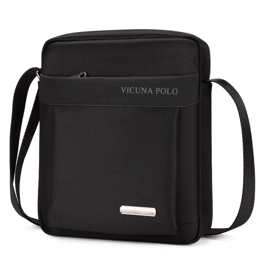 Vicuna Polo Oxford Polyester / Leder Kuriertasche - Schwarz