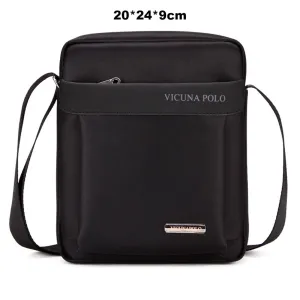 Vicuna Polo Oxford Polyester / Leder Kuriertasche - Schwarz