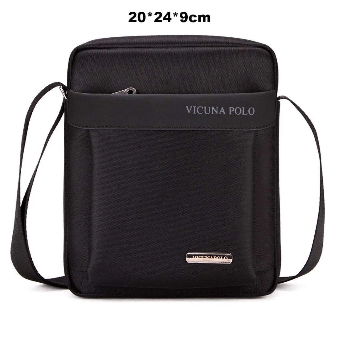 Vicuna Polo Oxford Polyester / Leder Kuriertasche - Schwarz