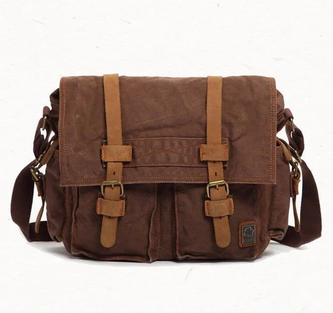 Waxed Canvas Messenger Bag Laptop Mens