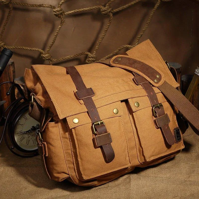 Waxed Canvas Messenger Bag Laptop Mens