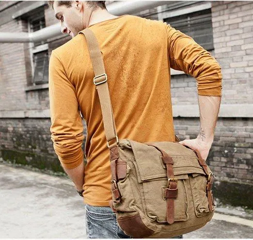 Waxed Canvas Messenger Bag Laptop Mens