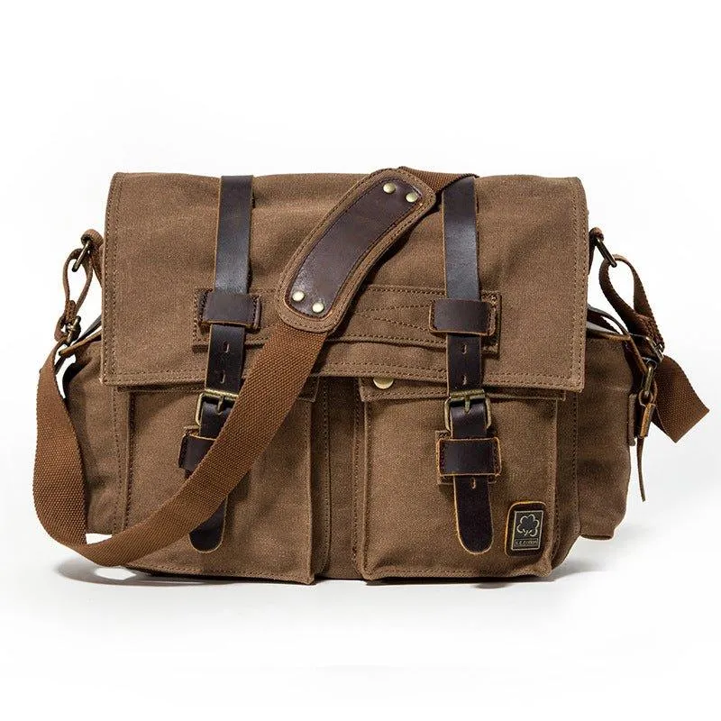 Waxed Canvas Messenger Bag Laptop Mens