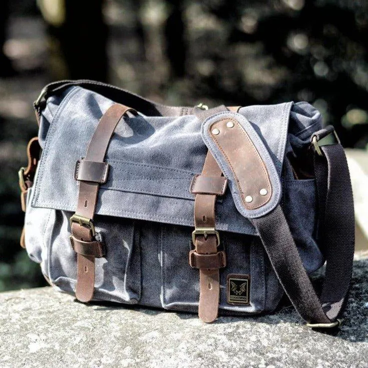 Waxed Canvas Messenger Bag Laptop Mens