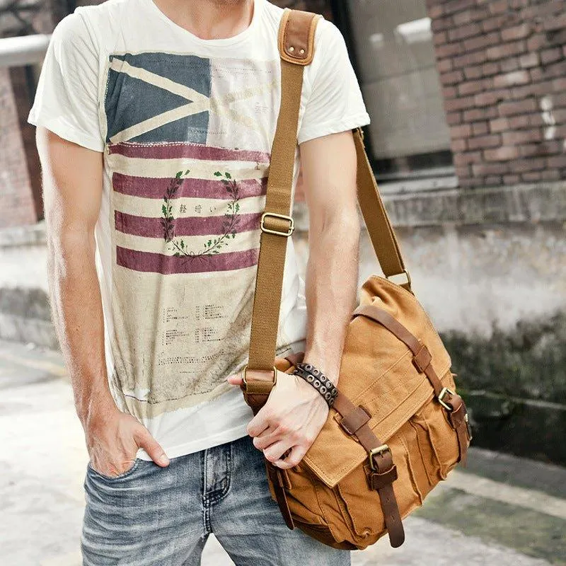 Waxed Canvas Messenger Bag Laptop Mens