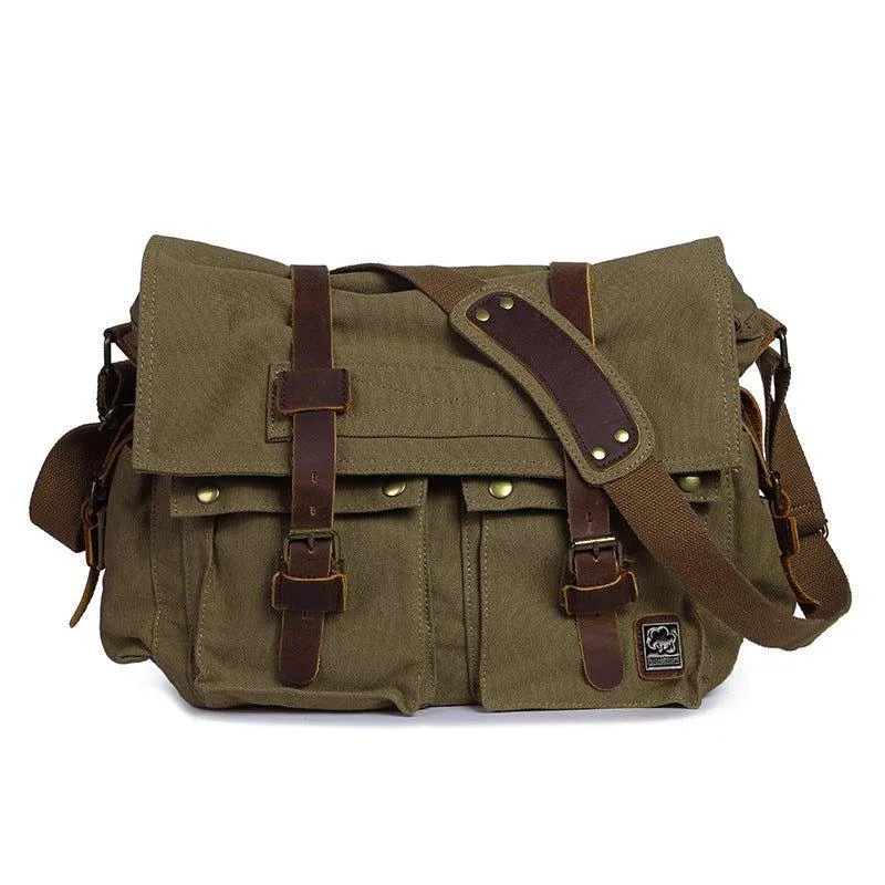 Waxed Canvas Messenger Bag Laptop Mens