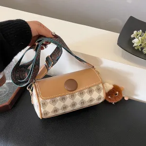 Wholesale DIY Vintage Cylinder Bag Pillow Underarm Bag Broadband Contrast Color Crossbody Bag Shoulder Bag Tanabata Valentine's Day Gift